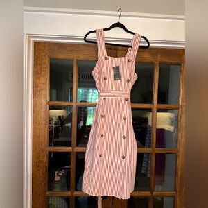 Robert Louis Pink and White Striped Midi Dress